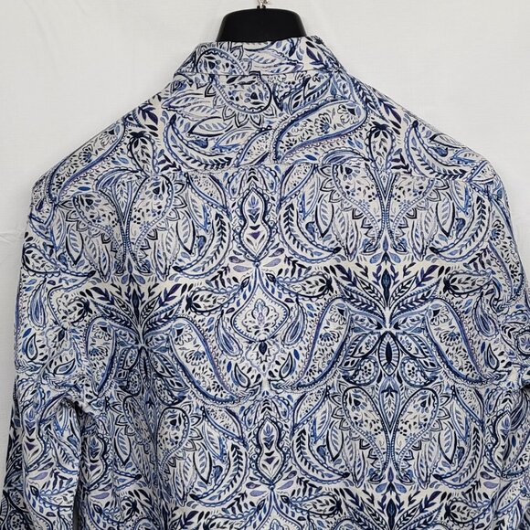 Joseph Abboud Linen Shirt Mens Medium Button Up Long Sleeve Paisely Print - Picture 9 of 14